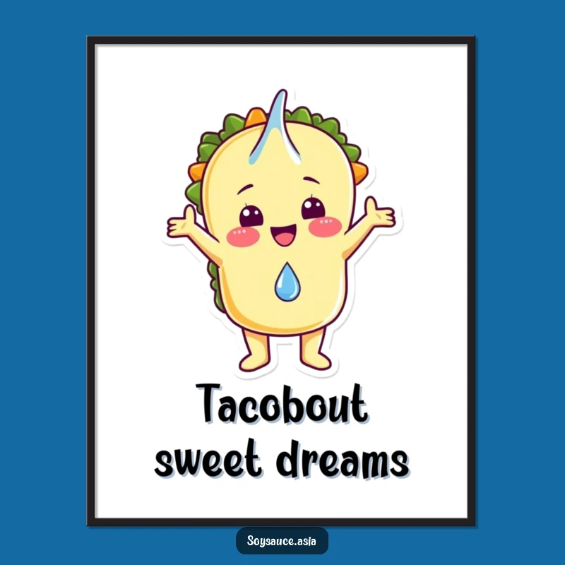 Funny Taco Embracing Rain Drop Digital Art - Instant Hilarious Decor for Walls