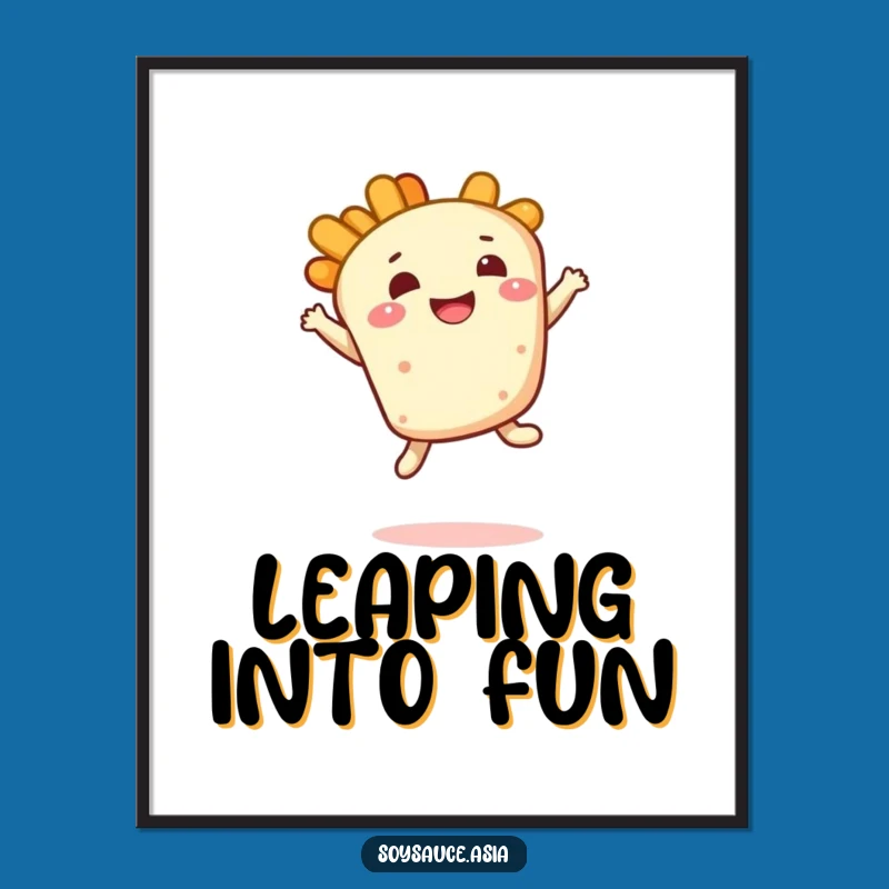Funny Tempura Leap Digital Print: Instant Joyful Foodie Decor