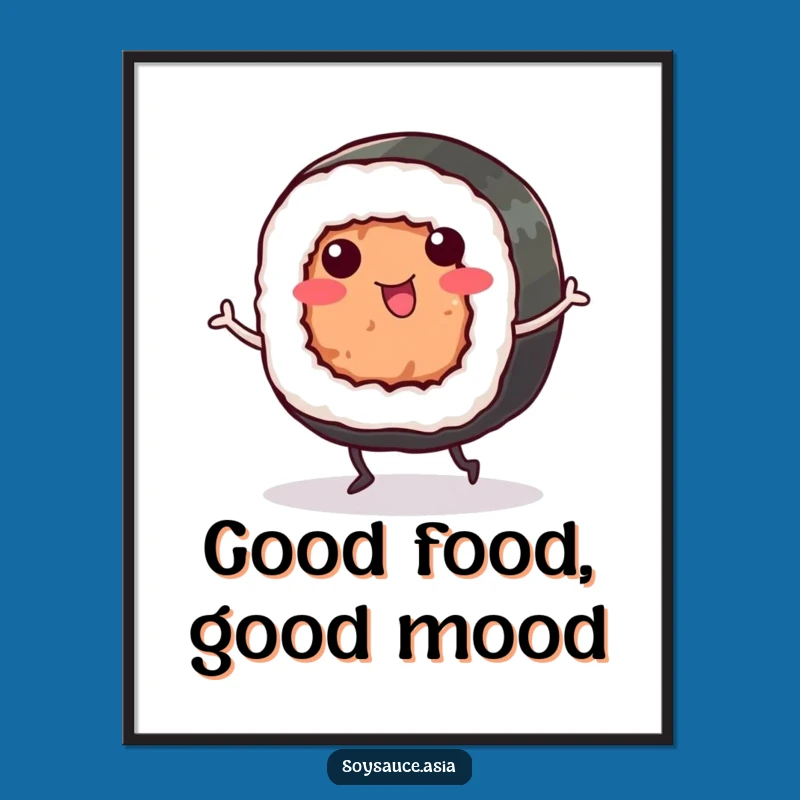Funny Sushi Roll Poster: Joyful Food Dance Art, Perfect Funny Wall Decor Gift