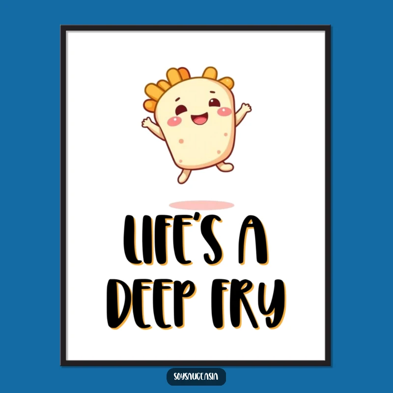Free Printable Wall Art: Bouncy Tempura Character - Downloadable Foodie Art