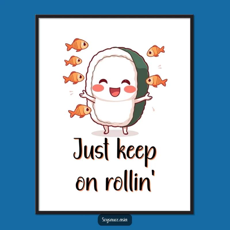 Free Printable Wall Art: Juggling Sushi Character - Downloadable Foodie Art
