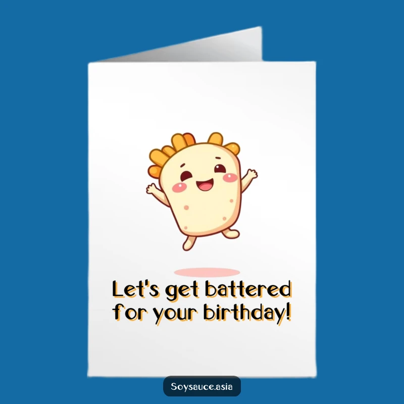 Free Printable Birthday Card: Bouncy Tempura Leap - Hilarious Foodie Fun