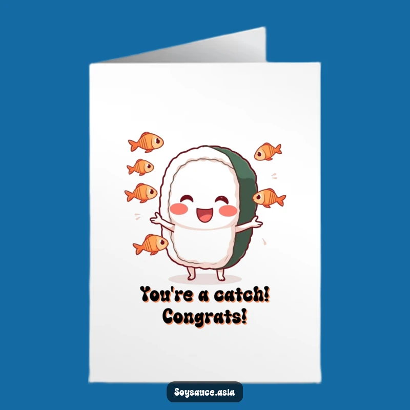 Free Printable Congrats Card: Juggling Sushi Success - Downloadable Witty Wishes