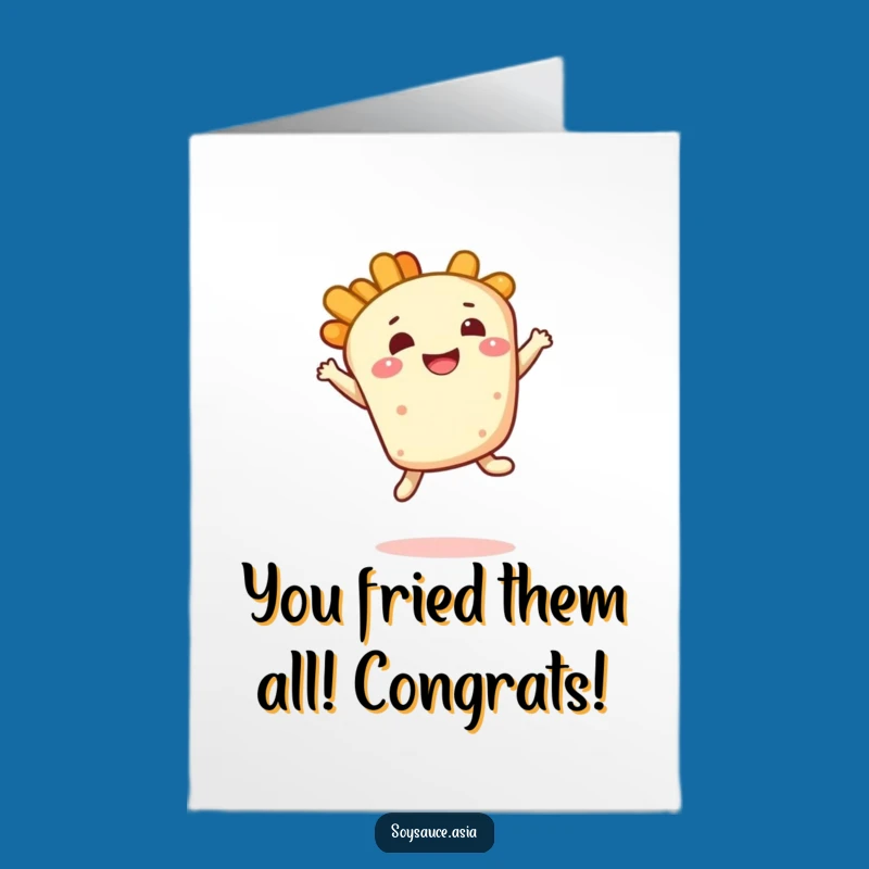 Free Printable Congrats Card: Bouncy Tempura Victory - Downloadable Witty Wishes