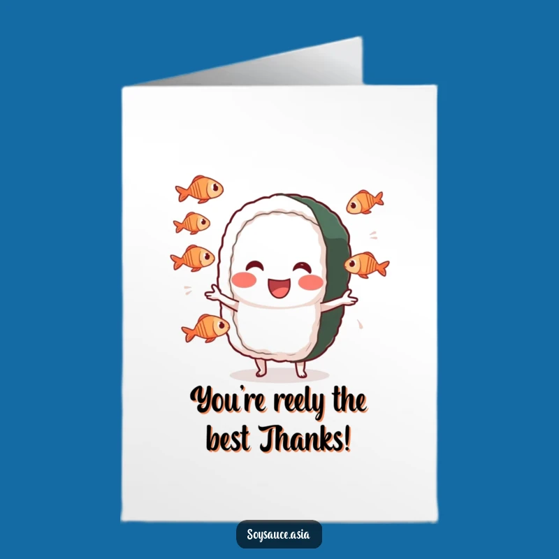 Free Printable Thank You Card: Juggling Sushi Expressing Thanks - Downloadable