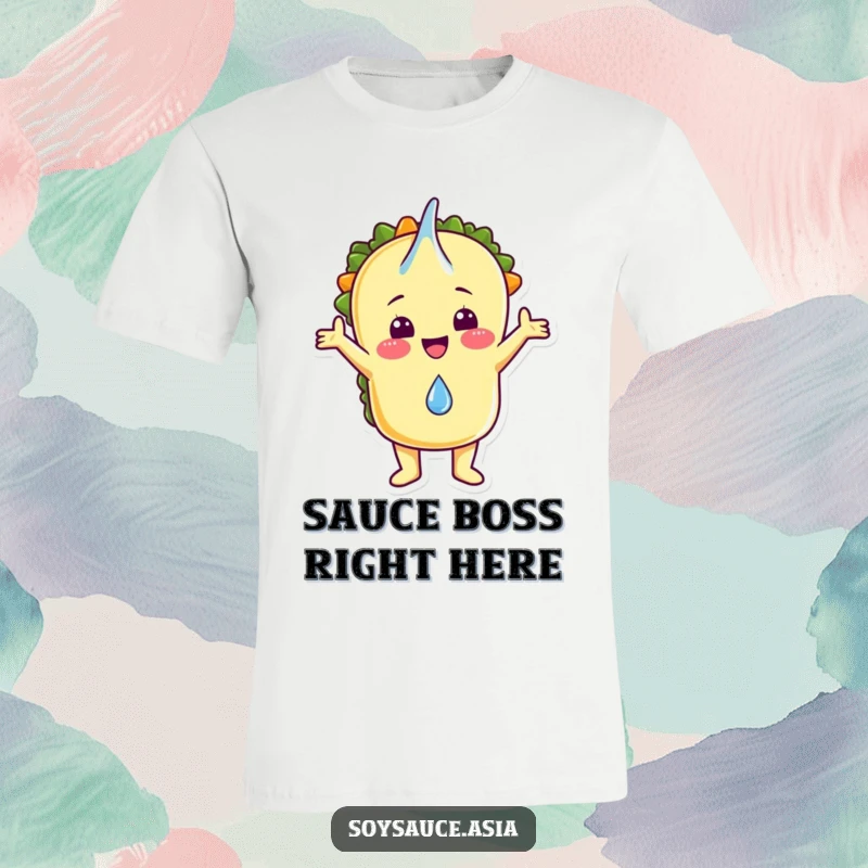 Funny t-shirt showcasing a happy taco character with arms wide open, catching a solitary raindrop with pure delight.